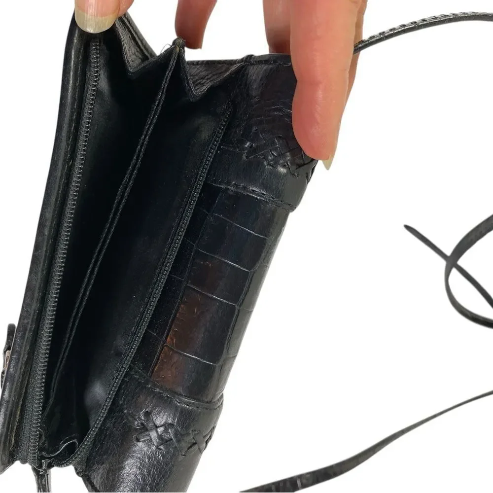 Brighton Cross body Wallet Black leather